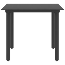 Table à dîner de jardin Noir 80x80x74 cm Acier et verre 