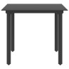 Table à dîner de jardin Noir 80x80x74 cm Acier et verre 