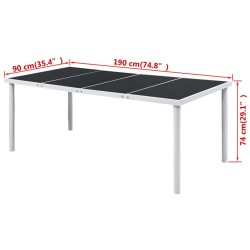 Table de jardin 190x90x74 cm Noir Acier 