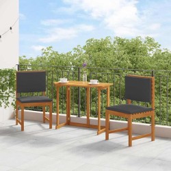 Chaises de jardin sans accoudoirs avec coussins - 2 pcs en bois d'acacia 