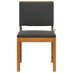 Chaises de jardin sans accoudoirs avec coussins - 2 pcs en bois d'acacia 