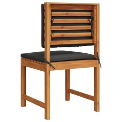 Chaises de jardin sans accoudoirs avec coussins - 2 pcs en bois d'acacia 