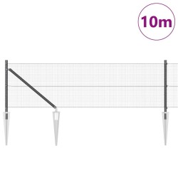 Clôture en Fil Soudé avec 7 Piquets Gris 0,4x10 m Acier 