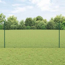 Clôture en Fil Soudé avec 11 Piquets U Verte 1,2x25 m Acier 