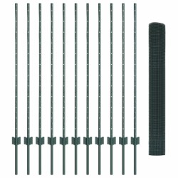 Clôture en Fil Soudé avec 11 Piquets U Verte 1,2x25 m Acier 