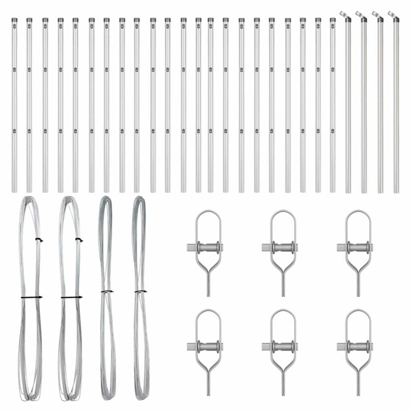 Poteaux de clôture 26 pcs Ø32 mm 120 cm en acier galvanisé 