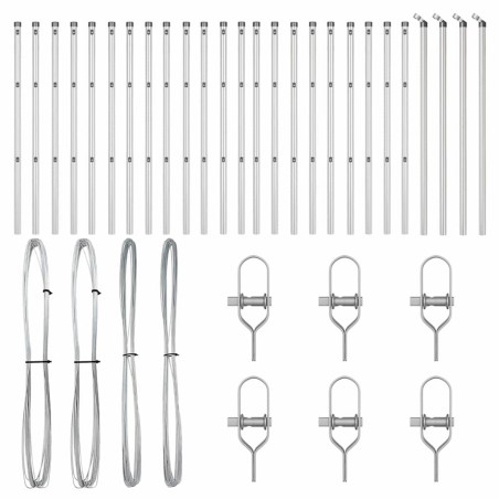 Poteaux de clôture 26 pcs Ø32 mm 120 cm en acier galvanisé 