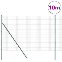 Clôture Euro avec 7 poteaux 1,6 x 10 m en acier galvanisé vert 