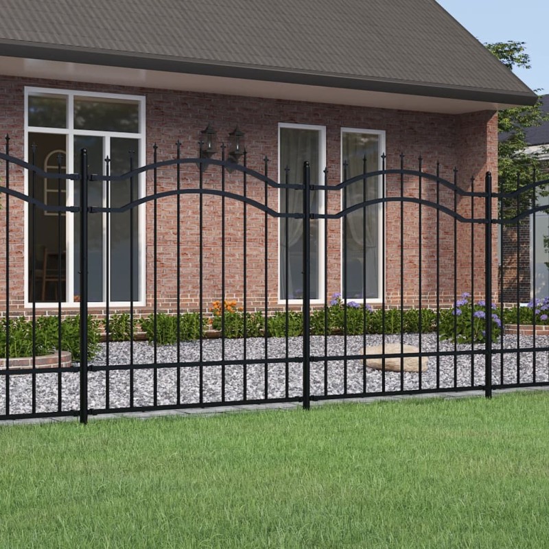 Clôture de jardin avec sommet de lance Noir 165 cm 