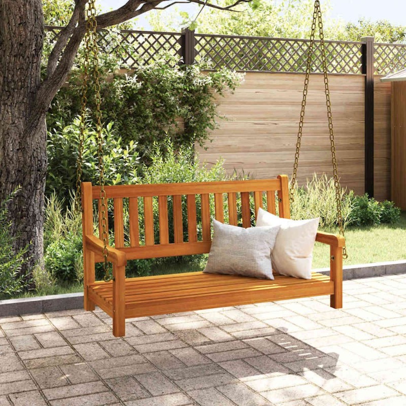 Banc suspendu 2 places 110x56x58 cm en bois massif d'acacia 