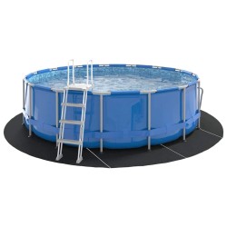 Tapis de sol de piscine noir, Ø 428 cm, rond, en tissu non tissé. 