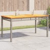 Table de jardin gris 140x80x75 cm résine tressée et bois acacia 