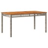 Table de jardin gris 140x80x75 cm résine tressée et bois acacia 