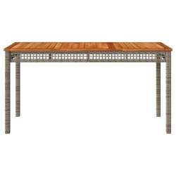 Table de jardin gris 140x80x75 cm résine tressée et bois acacia 
