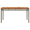 Table de jardin gris 140x80x75 cm résine tressée et bois acacia 