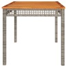 Table de jardin gris 140x80x75 cm résine tressée et bois acacia 