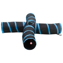 Tunnel pour chats à 4 voies Noir et bleu 25 cm Polyester 