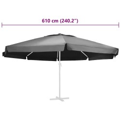 Tissu de remplacement pour parasol d'extérieur Anthracite 610cm 