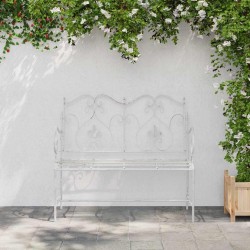Banc Blanc Métal 104 x 54 x 93 cm Durable Banc d'extérieur 