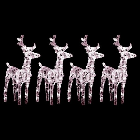 Rennes de Noël 4 pcs 160 LED Blanc chaud Acrylique 