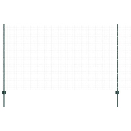 Poteaux de clôture argentés 22 pcs Vert 50 m x 1.4 m. Acier 