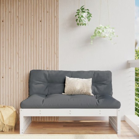 Canapé central de jardin blanc 120x80 cm bois de pin massif 