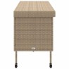 Boîte rangement jardin roues beige 160x55x75 cm résine tressée 