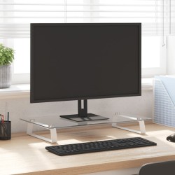 Support de moniteur blanc 60x35x8 cm verre trempé et métal 