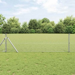 Set de Poteaux de Clôture avec Panneaux Set de 2 Acier galvanisé 