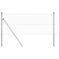 Set de Poteaux de Clôture avec Panneaux Set de 2 Acier galvanisé 