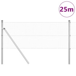 Set de Poteaux de Clôture avec Panneaux Set de 2 Acier galvanisé 
