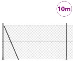 Jeu de Poteaux de Clôture Argent Standard Acier galvanisé 