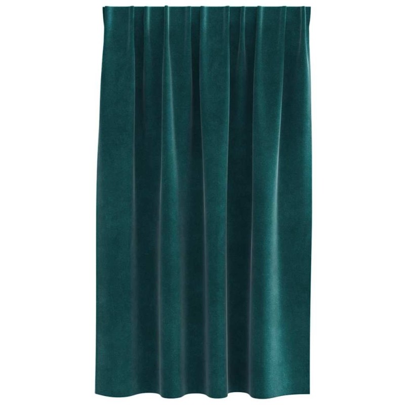 Rideaux occultants avec bande supérieure 2 pièces en velours vert foncé 
