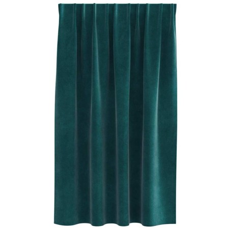 Rideaux occultants avec bande supérieure 2 pièces en velours vert foncé 