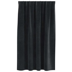 Rideaux occultants avec bande supérieure 2 pcs en velours noir 