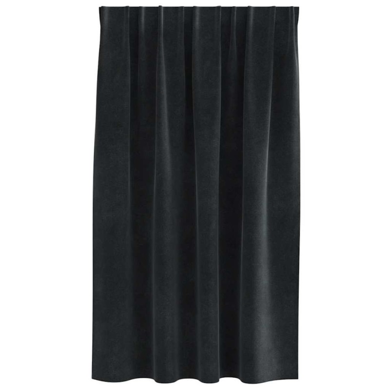 Rideaux occultants avec bande supérieure 2 pcs en velours noir 
