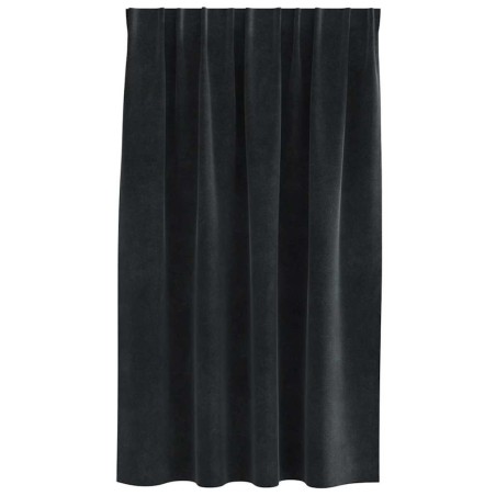 Rideaux occultants avec bande supérieure 2 pcs en velours noir 