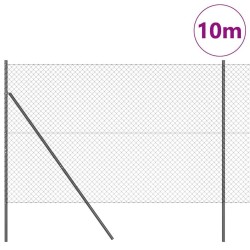 Jeu de Poteaux de Clôture Gris 1.5 x 10 m Acier galvanisé 