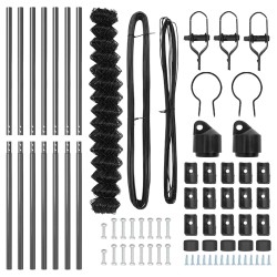 Jeu de Poteaux de Clôture Gris 1.5 x 10 m Acier galvanisé 