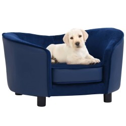 Canapé pour chien Bleu 69x49x40 cm Peluche et similicuir 
