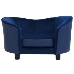 Canapé pour chien Bleu 69x49x40 cm Peluche et similicuir 