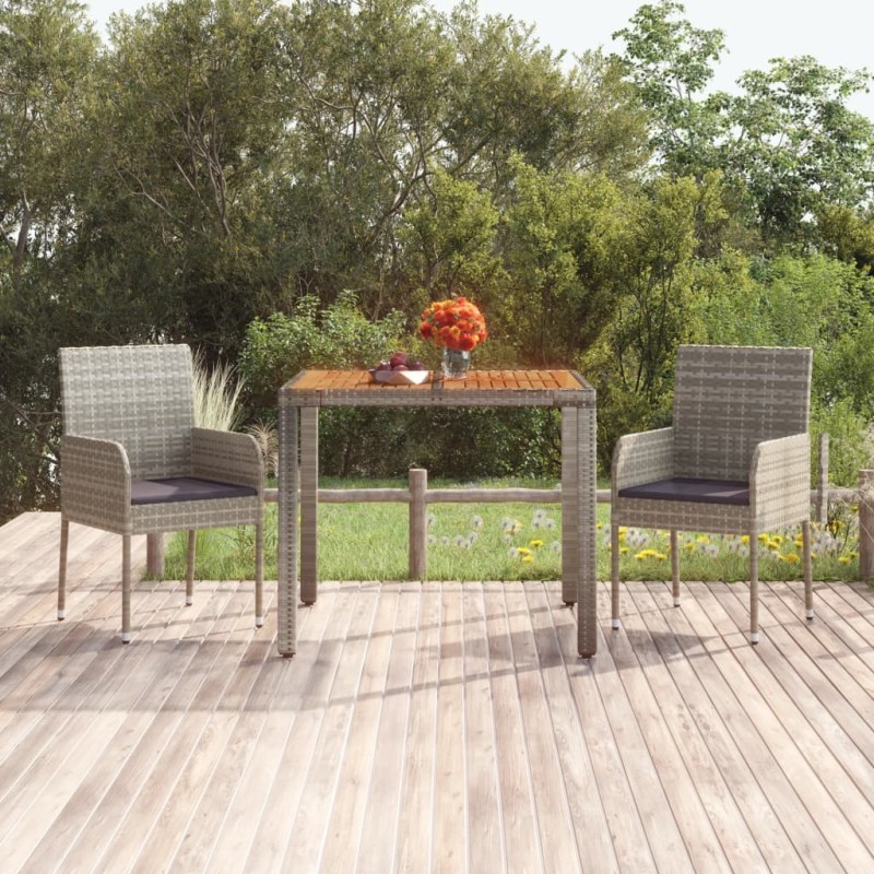 Table de jardin dessus en bois Gris 90x90x75 cm Résine tressée 