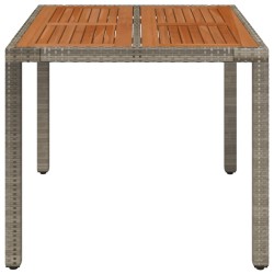 Table de jardin dessus en bois Gris 90x90x75 cm Résine tressée 