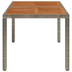 Table de jardin dessus en bois Gris 90x90x75 cm Résine tressée 