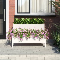 Jardinière Blanc 110x84x75 cm Bois massif de pin 