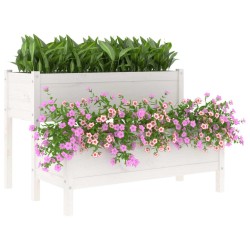 Jardinière Blanc 110x84x75 cm Bois massif de pin 