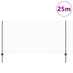 Clôture Euro avec 11 poteaux U Vert 1,2x25 m Acier 