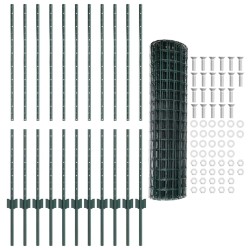Clôture Euro avec 11 poteaux U Vert 1,2x25 m Acier 