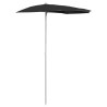 Demi-parasol de jardin avec mât 180x90 cm noir 