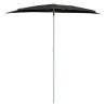 Demi-parasol de jardin avec mât 180x90 cm noir 